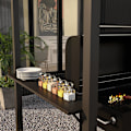 Pikkukuva 9 / 10: Bbq Grill Pavilion 1,1 X 2,3 M Säänkestävä Puutarhahuvimaja Polyesterikatolla, Sivuhyllyt, Grilleille 100 Cm Asti, Teräs, Khaki