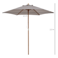 Miniatyrbillede 4 af 10: Parasolhaveparaply Med 3-Lags Solbeskyttelse, Bambus & 180/㎡ Polyester, Grå, Ø2,5 X 2,3 M