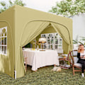 Miniatyrbillede 10 af 10: Lysthus 3x3m, vandafvisende, stabilt, vintertæt pop-up foldepavillon, UV-beskyttelse 50+, sammenfoldeligt partytelt, havetelt med 4 sidepaneler, lomme