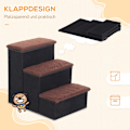 Miniatyrbillede 5 af 10: Pet Stairs Foldbar Kattetrappe/Hundetrappe Med 3 Trin Og Opbevaringsplads, Til Katte Og Hunde, Mdf, Sort, 40X54X48Cm