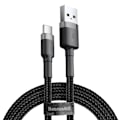 Miniatyrbillede 1 af 9: Holdbart fleksibelt kabel USB-C QC3.0 3A 1M sort og grå