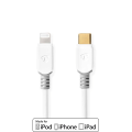 Pikkukuva 1 / 4: Lightning Kaapeli | USB 2.0 | Apple Lightning 8-Pin | USB-C™ Uros | 480 Mbps | Kullattu | 1.00 m | Pyöreä | PVC | Valkoinen | Laatikko