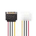 Pikkukuva 1 / 3: Sisäinen Virtakaapeli | SATA 15-Pin uros | Molex naaras | Kullattu | 0.15 m | Pyöreä | PVC | Monivärinen | Kirjekuori