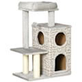 Miniatyrbillede 1 af 10: Kradsestolpe Klatretræ Med 2 Kattehuler Og Sisal-Søjle, Katteskrabestolpe Med Legeplatform, Lysegrå, 91 Cm