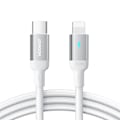 Pikkukuva 1 / 9: Kestävä punottu kaapeli iPhone A10 -sarjan USB-C:lle - Lightning 20W 2m valkoinen