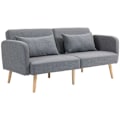 Miniatyrbillede 1 af 10: 3-personers sofa med sovefunktion, 170x83x80cm, med 3-trins justerbart ryglæn og fødder, bølgefjedre, pudepuder, hørlook, grå