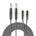 Pikkukuva 1 / 3: Stereoäänikaapeli | 2x 6.35 mm uros | 2x RCA uros | Niklattu | 3.00 m | Pyöreä | Tummanharmaa | Pahvikotelo