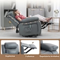 Miniatyrbild 9 av 10: Relaxstol, Massagefunktion, Elektrisk Tv-Stol, 8 Vibrationshuvuden, Vippfunktion, Vridbar, Fjärrkontroll, Sidoficka, Konstläder, Grå