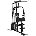 Miniatyrbillede 1 af 10: Multigym Fitness Station Med Lat Pull-Down Og Butterfly Bar Og 45 Kg Vægt Styrketræning Stål Imiteret Læder Sort 180 X 108 X 200 Cm