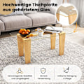 Miniatyrbild 4 av 5: Soffbord i glas med ben av gummiträ Rektangulärt sidobord Glasbord Soffbord