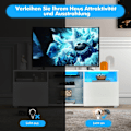 Miniatyrbillede 4 af 5: TV skab med LED belysning & 2 låger & justerbare glashylder TV stativ