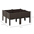 Miniatyrbillede 4 af 10: Højbed 4-Delt Plantekasse Med Drænhuller, Rattan Look, Diy, Brun, 40X40X44Cm