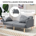 Pikkukuva 7 / 10: 3-istuttava sohva nukkumistoiminnolla, 170x83x80cm, 3-portaisesti säädettävä selkänoja ja jalat, aaltojouset, tyynyt, pellava look, harmaa