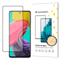 Pikkukuva 1 / 9: Kestävä 9H karkaistu lasi Samsung Galaxy M53 5G:n koko näytölle kehyksellä Koteloystävällinen musta