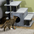 Pikkukuva 10 / 10: Pet Stairs 3/4 Step Cat Stairs Sleeping Cave & Hanging Play Ball Chipboard Pehmo