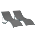Miniatyrbillede 1 af 10: Sæt Med 2 Liggestole, Havestole, Stofstole, Ergonomisk Aluminium Tekstlinje Mørkegrå 165 X 61 X 63 Cm