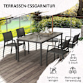 Miniatyrbillede 7 af 10: 5-delt siddegruppe havemøbelsæt med 1 spisebord og 4 stabelbare stole, havemøbler til terrasse, mesh mørkegrå