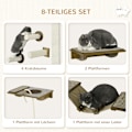 Miniatyrbild 6 av 10: Kattklätterväggsset, 8 delar kattmöbel med skrapstolpar, sittpinnar, skrapbräda, katttrappa, sisal, brun