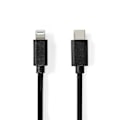 Pikkukuva 1 / 5: Lightning Kaapeli | USB 2.0 | Apple Lightning 8-Pin | USB-C™ Uros | 480 Mbps | Niklattu | 1.00 m | Pyöreä | PVC | Musta | Label