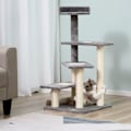 Miniatyrbillede 3 af 10: Klatretræ Til Katte Lege- Og Kradsestolpe Med Trapper, 5 Niveauer, Beige/Grå, 48X48X99,5Cm