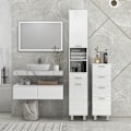 Miniatyrbillede 8 af 10: Smalt badeværelsesskab, toiletskab med justerbar hylde, 3 skuffer, badeværelsesskab til små rum badeværelse, stue 30 x 30 x 93 cm hvid |