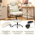 Miniatyrbillede 3 af 5: Executive stol drejelig skrivebordsstol lavet af kunstlæder med vippefunktion 72 x 72 x 108-118 cm hvid