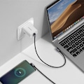 Miniatyrbillede 3 af 9: Vinklet kabel med side USB-C til USB-C Quick Charge stik 1m - grå