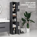 Miniatyrbillede 6 af 10: Smalt badeværelsesskab, højt toiletskab med justerbar hylde og 2 åbne rum, badeværelsesskab til små rum badeværelse, stue 30 x 30 x 183 cm grå |