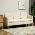 Miniatyrbillede 2 af 10: 3 personers sofa, sofa med opbevaringsplads, træben, polstret sofa med fløjlslook til stue, soveværelse, 166,5 x 62 x 82 cm, cremehvid
