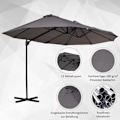 Miniatyrbillede 7 af 10: Dobbelt Parasol Cantilever Paraply Med Håndsving Justerbar Haveparaply Solbeskyttelse Metal Mørkegrå 440 X 270 X 250 Cm