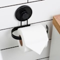 Miniatyrbillede 2 af 8: Toiletpapirholder i sort metal med sugekop