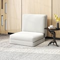 Miniatyrbillede 9 af 10: Gulvsofa 3-i-1 sammenfoldelig sovesofa med fløjlslook, polstret sovesofa kan holde op til 240 kg, til soveværelse, stue, cremehvid