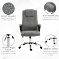 Miniatyrbillede 6 af 10: Kontorstol Computerstol Med Vippefunktion Nakkestøtte Ergonomisk Skrivebordsstol Drejelig Højdejusterbar Linned Touch 62X62X110-119 Cm