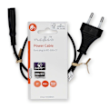 Pikkukuva 3 / 3: Sähköjohto | Euro Uros | IEC-320-C7 | Suora | Suora | Niklattu | 0.50 m | Litteä | PVC | Musta | Label