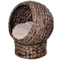 Miniatyrbild 1 av 10: Rattan Cat Basket Mysig Cat Cave Gjord Av Vattenhyacint, Mörkbrun, Perfekt För Vardagsrum, 50X42X60Cm