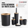 Miniatyrbillede 2 af 5: Herzberg HG-04456: 6 stykker bambus badeværelsessæt - mat sort
