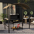 Miniatyrbillede 2 af 10: Bbq Grill Pavillon 1,1 X 2,3 M Vejrbestandig Havepavillon Med Polyestertag, Sidehylder, Til Grill Op Til 100 Cm, Stål, Kaki