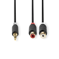 Miniatyrbillede 2 af 3: Stereo Audio kabel | 3.5 mm Hanstik | 2x RCA Hun | Guldplateret | 0.20 m | Runde | Antracit | Box