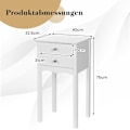 Pikkukuva 2 / 5: Yöpöytä kahdella laatikolla ja kaatumissuojalla Moderni sivupöytä 40 x 32 x 75 cm valkoinen