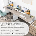 Miniatyrbillede 5 af 5: L-formet skrivebord med skærmstativ & 3 kabelhuller vendbart hjørnebord lysegrå