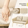 Miniatyrbillede 6 af 10: 4-Delt Havemøbelsæt I Rattan, Siddeområde Med 1 Sofabord, 2 Lænestole, 1 Dobbelt Sofa, Havesæt Med Hynder, Siddesæt, Stål, Kaki