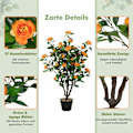 Miniatyrbillede 3 af 5: Kunstig Camellia Tree Falsk Blomstrende Camellia Plante Grøn + Gul