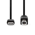 Pikkukuva 2 / 3: USB kaapeli | USB 2.0 | USB-C™ Uros | USB-B Uros | 480 Mbps | Niklattu | 2.00 m | Pyöreä | PVC | Musta | Laatikko