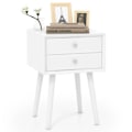 Miniatyrbillede 2 af 5: Sengebord med 2 skuffer Lille sidebord i træ 40 x 40 x 59,5 cm hvid