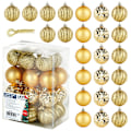 Miniatyrbillede 1 af 6: Sprængsikre julekugler guld 5 cm 24 stk.