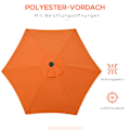 Miniatyrbillede 7 af 10: Parasol Ø196 cm, roterende parasol med foldefunktion, sekskantet altanparasol, strandparasol, vindtæt, stabil markedsparaply, krankparasol, solafskærm
