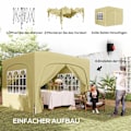 Miniatyrbillede 5 af 10: Lysthus 3x3m, vandafvisende, stabilt, vintertæt pop-up foldepavillon, UV-beskyttelse 50+, sammenfoldeligt partytelt, havetelt med 4 sidepaneler, lomme