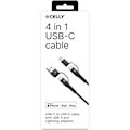 Miniatyrbillede 3 af 3: 4-i-1 kabel USB-C/USB-A til USB-C/Lightning Max 60W 2 m Sort