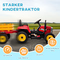 Pikkukuva 9 / 10: Sähkötraktori Lasten Sähköauto Perävaunulla, Kaukosäädin, Mp3, Ajovalo, 3-6Km/H, Punainen