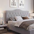 Miniatyrbild 3 av 10: Sänggavel Snygg Vadderad Sänggavel I Grått, Poppel Och Polyester, Modern Design, 185X8X134Cm